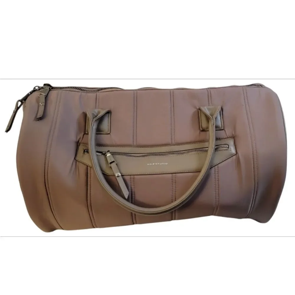 Max Studio Nylon Tubular Quilted Roll Duffel Bag